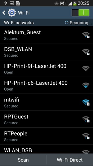 Select the wireless network you want to connect to