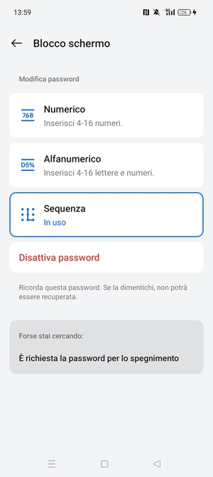 Il tuo telefono è ora protetto dal blocco schermo