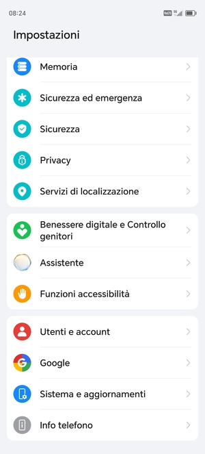 Scorri e seleziona Utenti e account