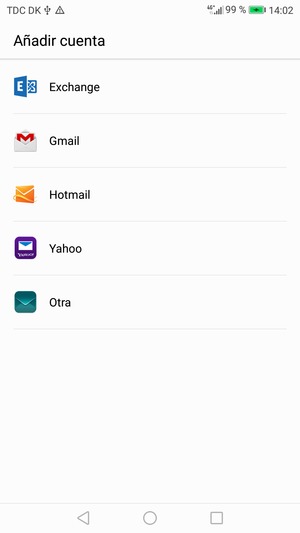 Seleccione Gmail o Hotmail