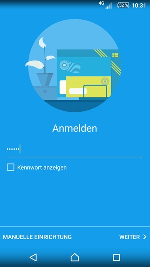 Geben Sie Ihre Passwort ein und wählen Sie MANUELLE EINRICHTUNG