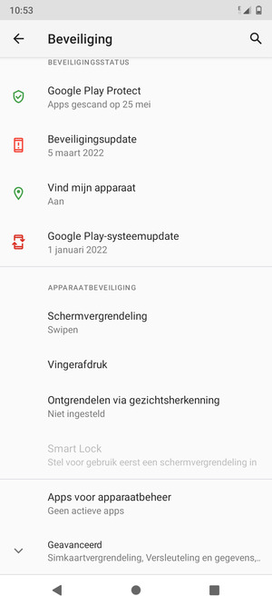 Scroll naar en selecteer Geavanceerd