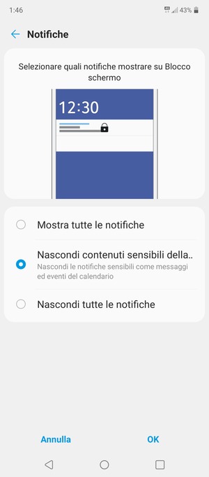 Seleziona la tua opzione preferita e poi OK