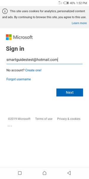 Enter your Email address and select Next