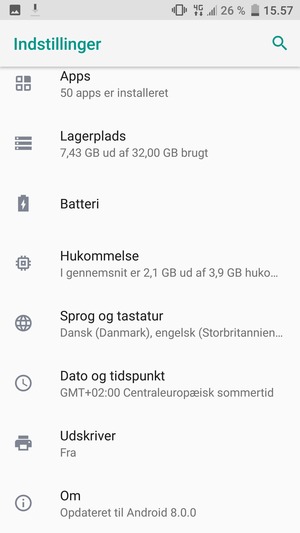 Scroll til og vælg Om