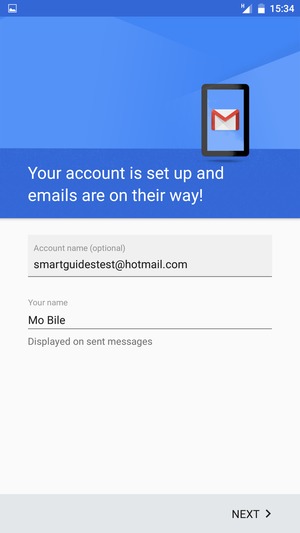 Give your account a name and enter your name. Select NEXT