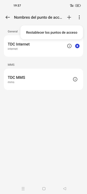 Seleccione Restablecer los puntos de acceso