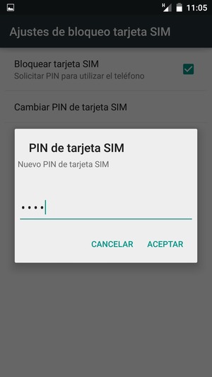 Introduzca su Nuevo PIN de tarjeta SIM y seleccione ACEPTAR