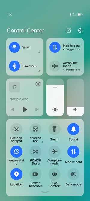 Slide down the top menu again