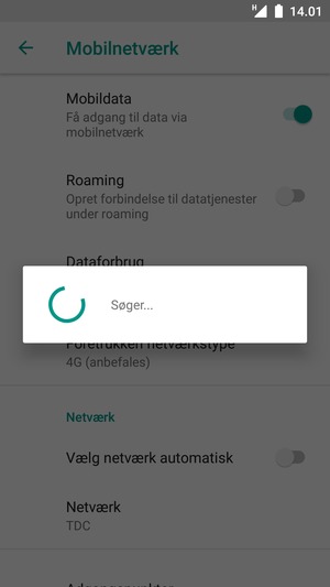 Afvent at søgningen er afsluttet