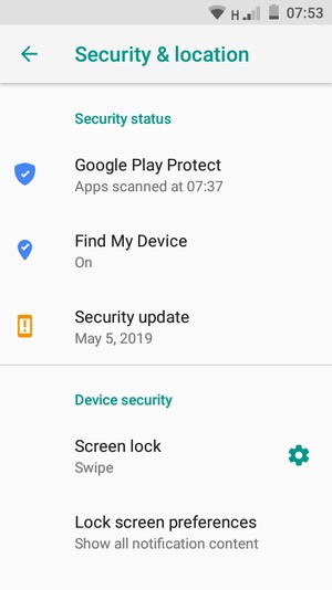 Select Screen lock