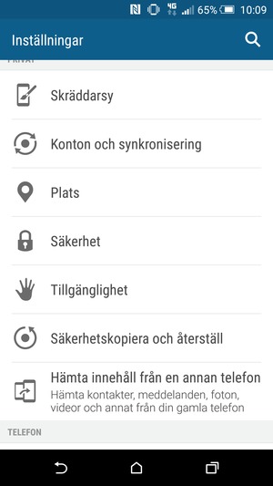 Scrolla till och välj Säkerhet