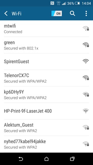 You are now connected to the Wi-Fi network
