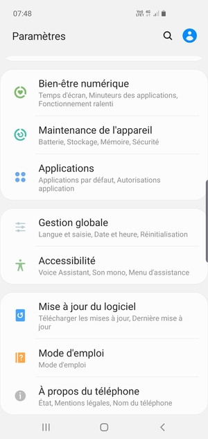 Faites défiler et sélectionnez Mise à jour du logiciel