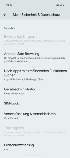 Scrollen Sie und wählen Sie SIM-Lock