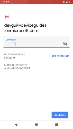 Introduzca su contraseña y seleccione SIGUIENTE