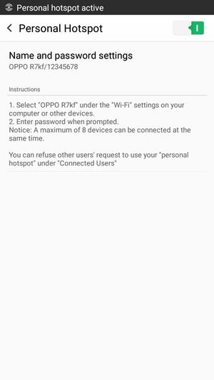 Your phone is now set up for use as a modem