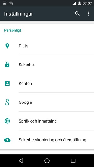 Scrolla till och välj Konton