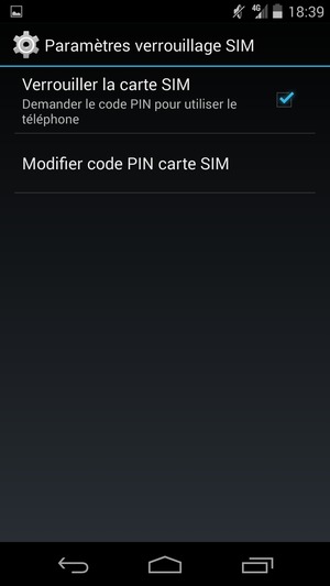Sélectionnez Modifier code PIN carte SIM