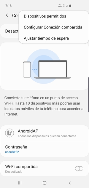Seleccione Configurar Conexión compartida