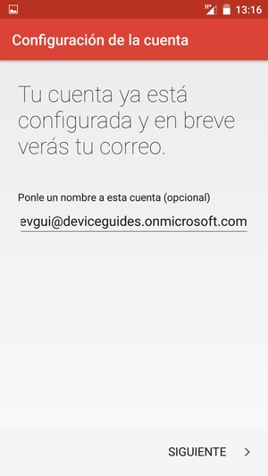 Déle a su cuenta un nombre y seleccione SIGUIENTE
