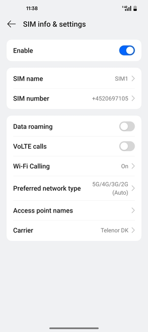 Select Access point names