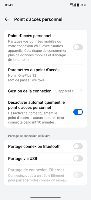 Sélectionnez Paramètres du point d'accès