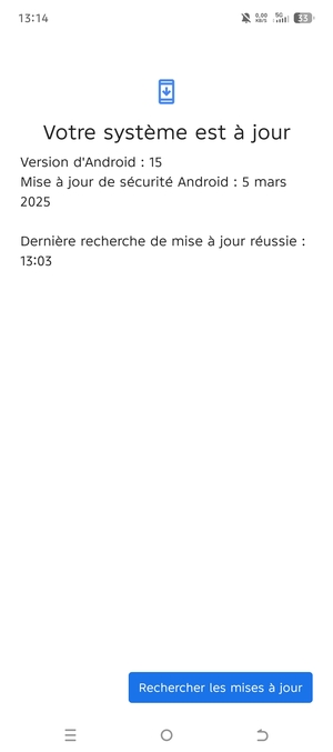 Si votre téléphone est à jour, vous verrez l'écran suivant