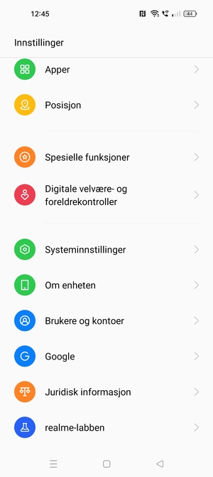Bla til og velg Om enheten