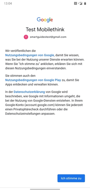Wählen Sie Ich stimme zu