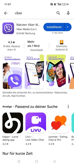 Wählen Sie die App