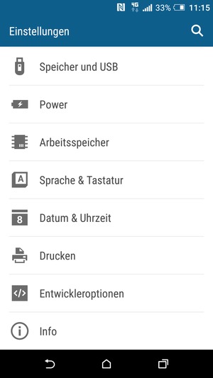 Scrollen Sie und wählen Sie Info