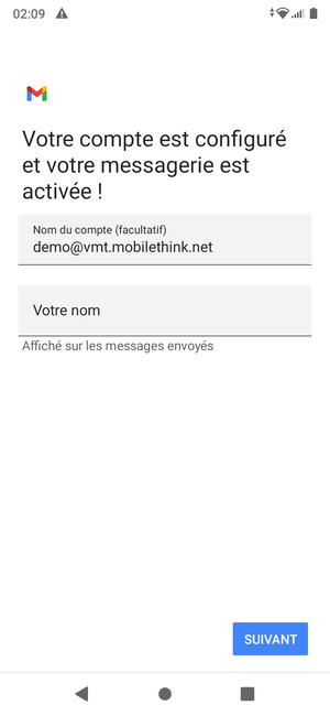 Donnez un nom à votre compte et saisissez votre nom. Sélectionnez SUIVANT