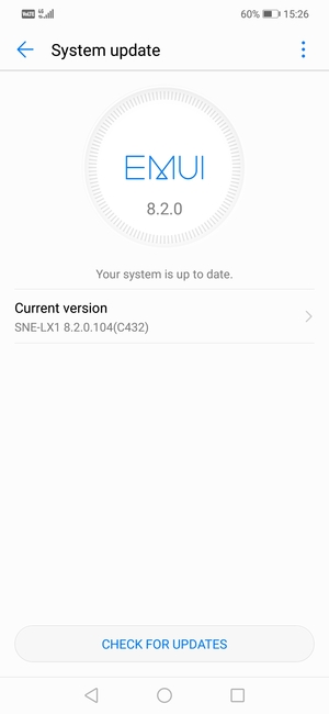 If your phone is up to date, you will see the following screen