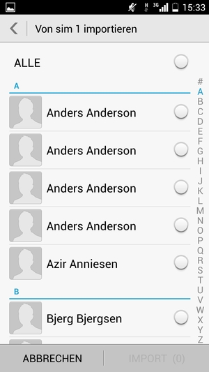 Wählen Sie 0 ausgewählt und Alle auswählen oder wählen Sie ALLE