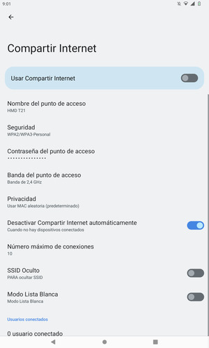 Seleccione Contraseña del punto de acceso