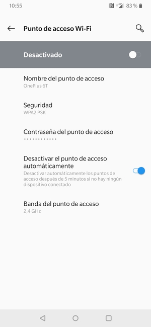 Seleccione Contraseña del punto de acceso