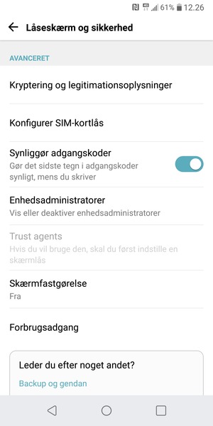 For at ændre PIN-koden til sim-kortet, vend tilbage til menuen Låseskærm og sikkerhed og vælg Konfigurer SIM-kortlås