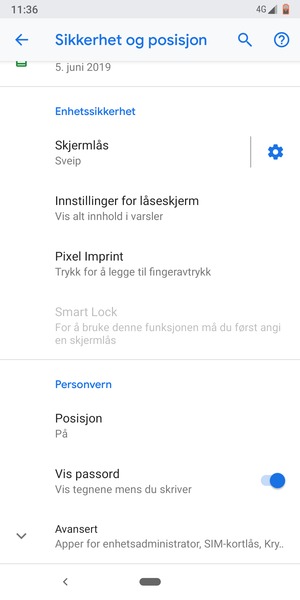 Bla til og velg Posisjon
