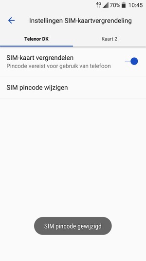 Uw SIM pincode is gewijzigd