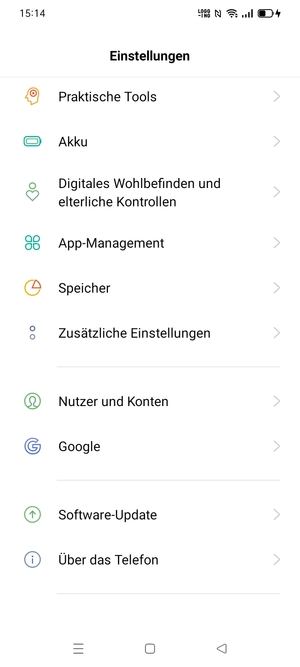 Scrollen Sie und wählen Sie Software-Update