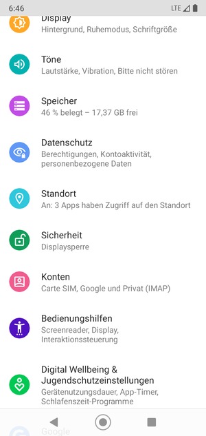 Scrollen Sie und wählen Sie Sicherheit