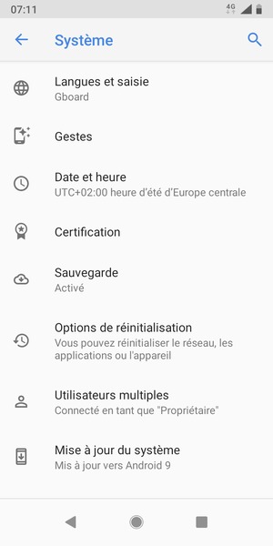 Sélectionnez Mise à jour du système