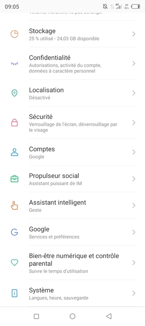 Faites défiler et sélectionnez Sécurité