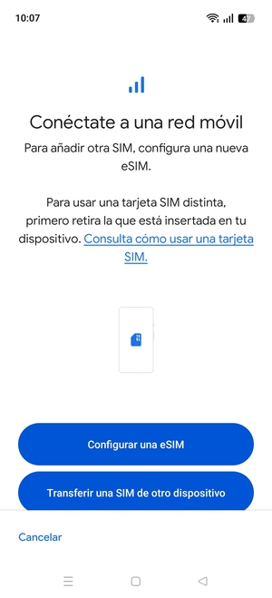Seleccione Configurar una eSIM