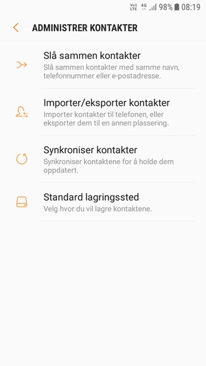 Velg Importer/eksporter kontakter