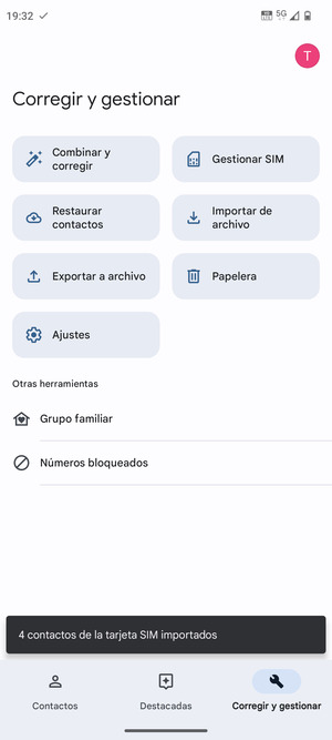 Sus contactos se guardarán en su cuenta de Google y se guardarán en su teléfono la próxima vez que Google sea sincronizado.