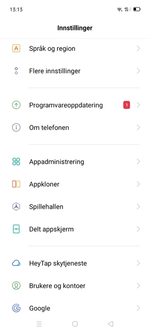 Gå tilbake til Innstillinger-menyen og bla til og velg Brukere og kontoer