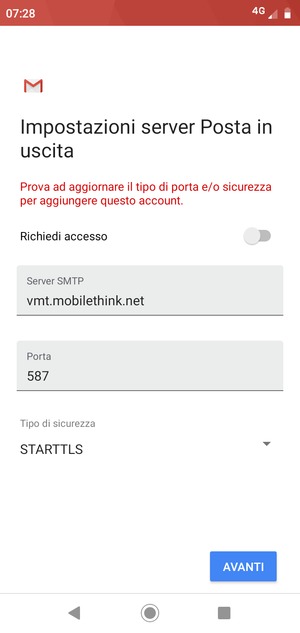 Seleziona Tipo di sicurezza