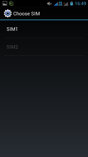 Select SIM1 or SIM2